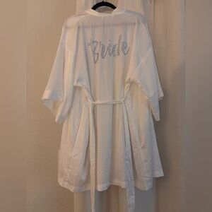 Victoria Secret Bride Satin Robe and wristlet bundle